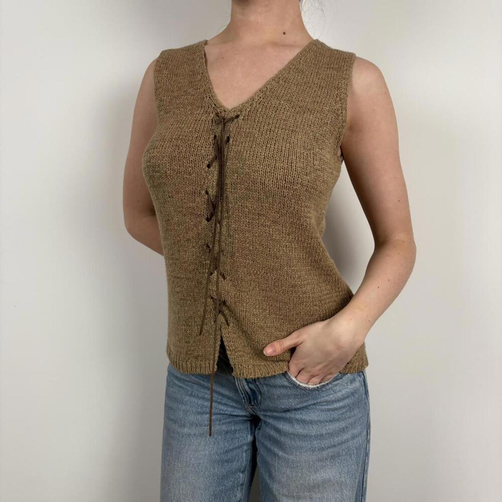 Women's Brown and Tan Vests